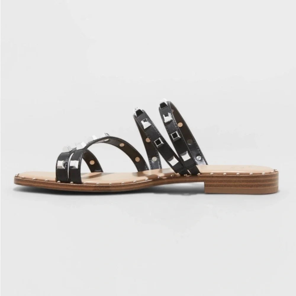 Women's Hollis Embellished Slide Sandals - A New Day™ Black 6 nwt